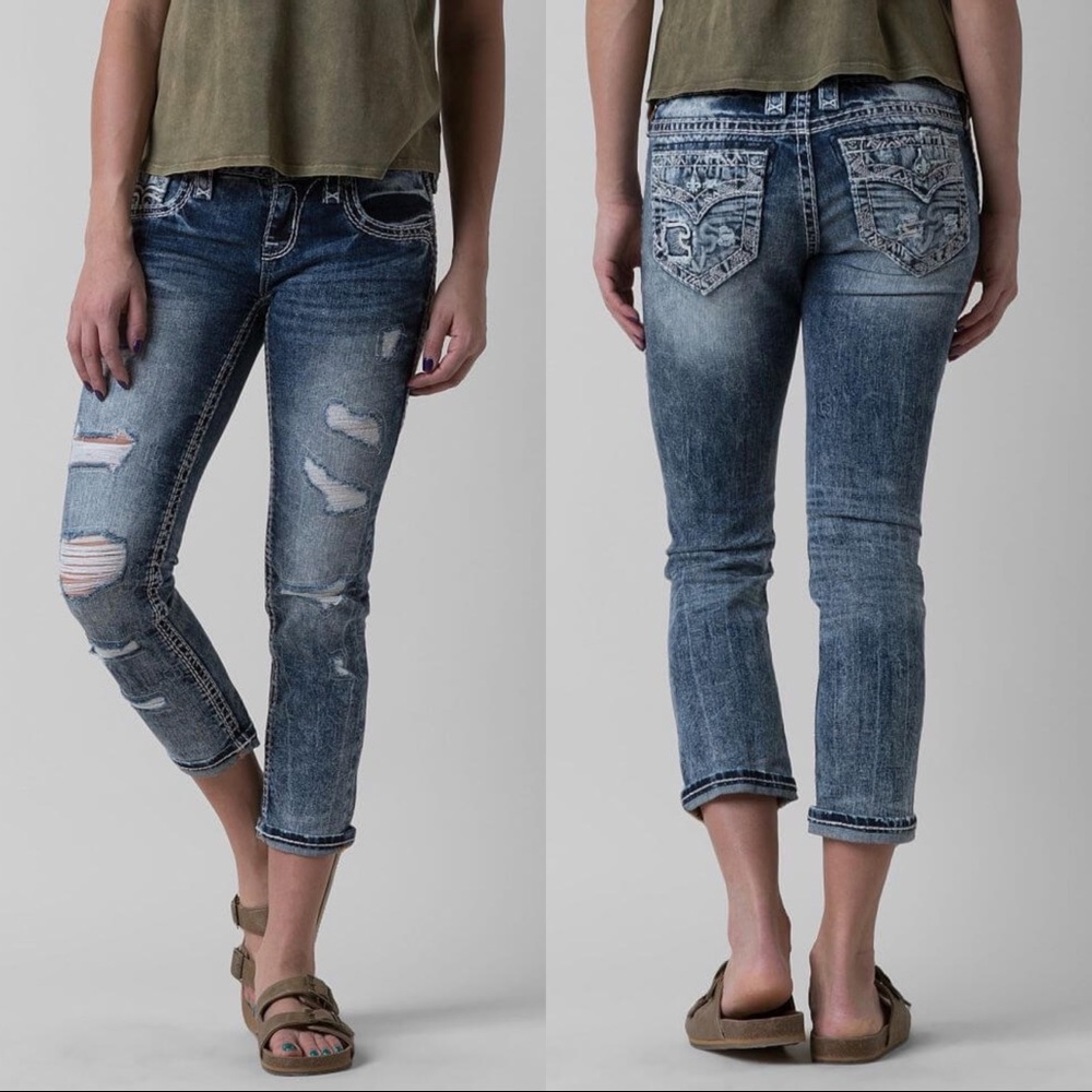 Rock rival jena crop distressed jean size 24